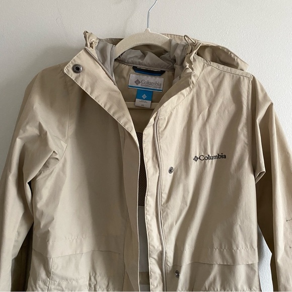 COLUMBIA Beige Long Rain Jacket Size XS - Picture 4 of 14
